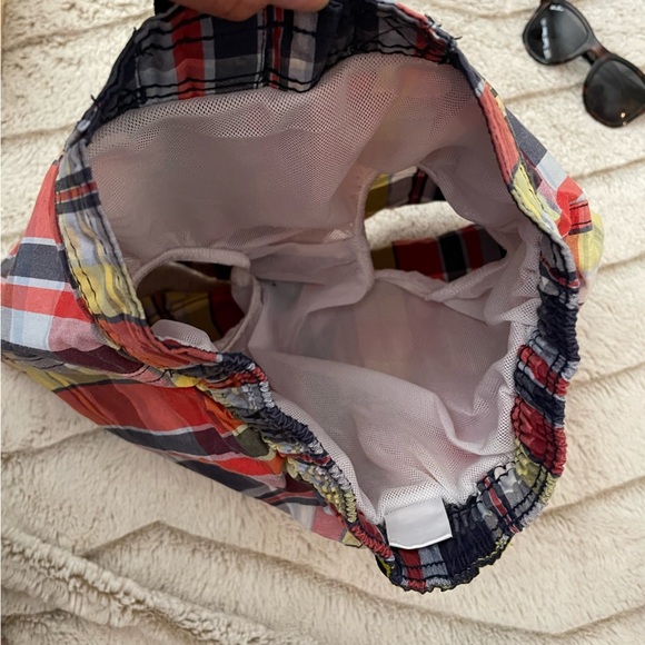 KIDS: Janie and Jack Coral Plaid Swim Trunks - Picture 5 of 6